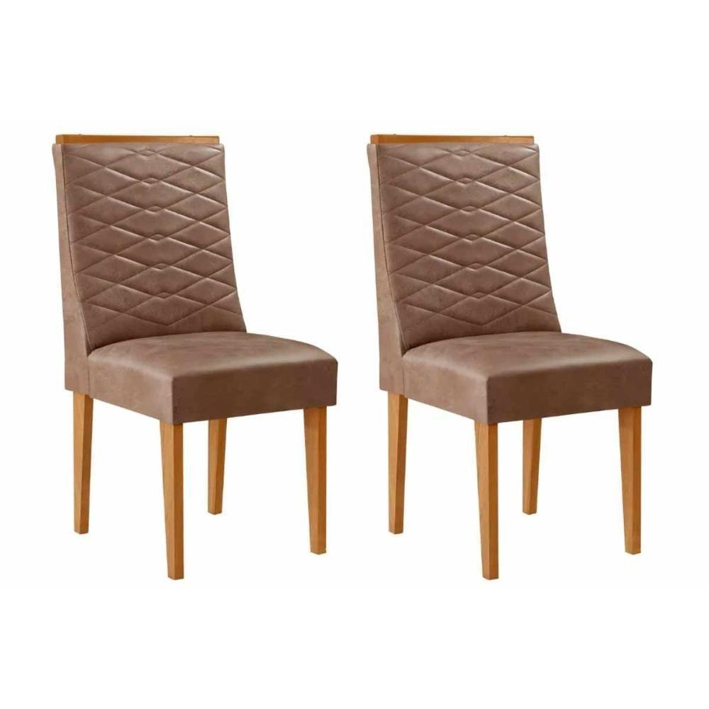 Kit 2 Cadeiras De Cozinha Dafne 2 Un Naturale-corano Capuccino - Rufato - 1