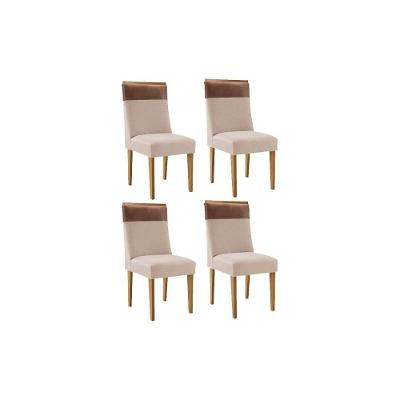 Kit 4 Cadeiras Sala Jantar Jaspe 4 Un Madeira Capuccino-suede Creme-corano Capuccino - Rufato
