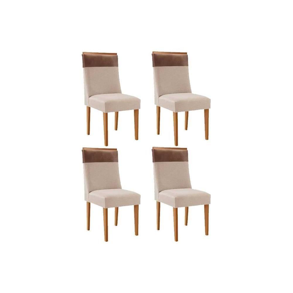 Kit 4 Cadeiras Sala Jantar Jaspe 4 Un Naturalle-suede Creme-corano Capuccino - Rufato - 1