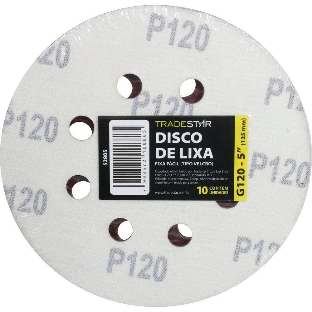 Disco Lixa 125 Mm G120 Alvenaria Com Fixador Tradestar - 1