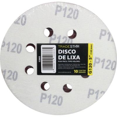 Disco Lixa 125 Mm G120 Alvenaria Com Fixador Tradestar