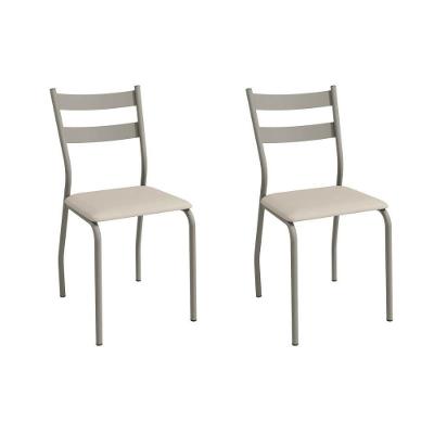 Cadeira Sala De Jantar Bali 2c141nk Aço Kit 2 Un Niquel-ano Bege - Kappesberg