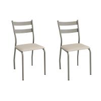 Cadeira Sala De Jantar Bali 2c141nk Aço Kit 2 Un Niquel-ano Bege - Kappesberg - 1