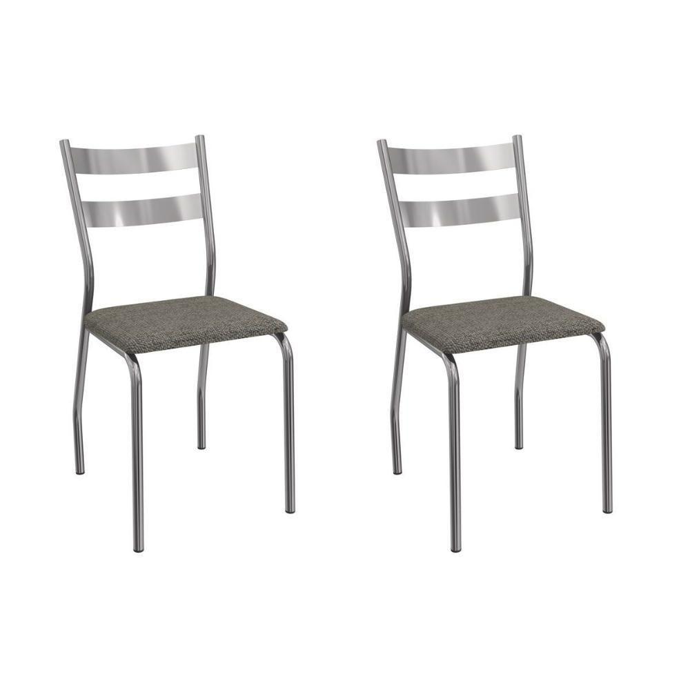 Cadeira Sala De Jantar Bali 2c141cr Aço Kit 2 Un Cromado-linho Escuro - Kappesberg - 1