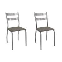 Cadeira Sala De Jantar Bali 2c141cr Aço Kit 2 Un Cromado-linho Escuro - Kappesberg - 1