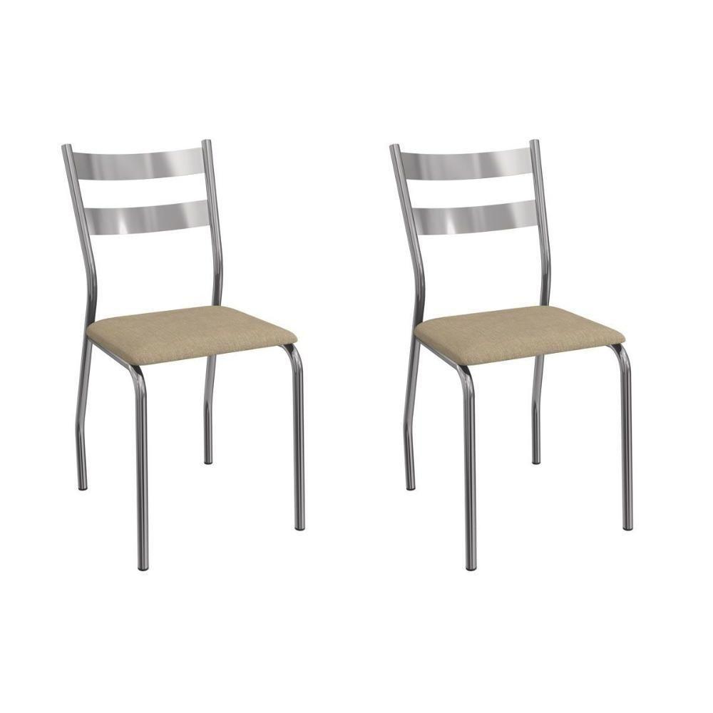 Cadeira Sala De Jantar Bali 2c141cr Aço Kit 2 Un Cromado-ano Capuccino - Kappesberg - 1