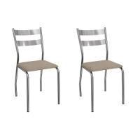 Cadeira Sala De Jantar Bali 2c141cr Aço Kit 2 Un Cromado-linho Bege Fendi - Kappesberg - 1