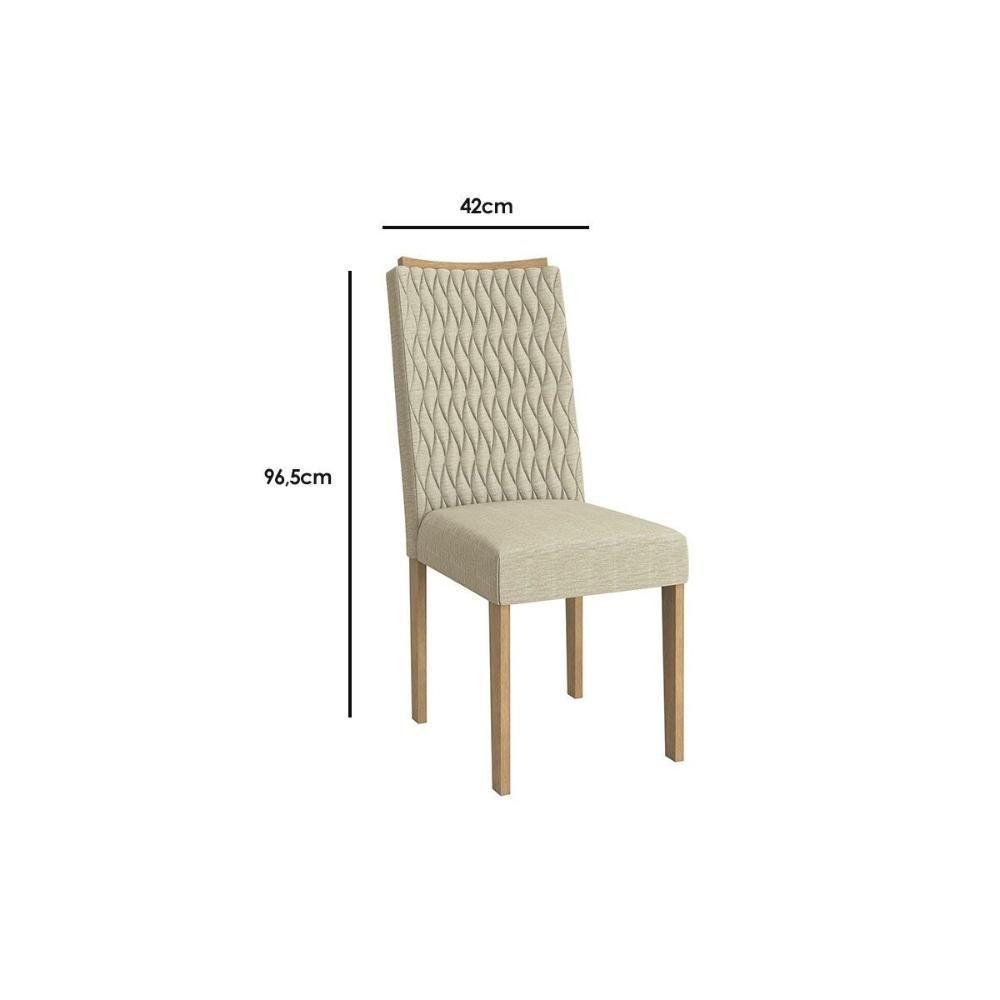 Cadeira Sala De Jantar Aura 2cad157 Madeirado Kit 2 Un Carvalho-boucle Bege Fendi - Kappesberg - 5