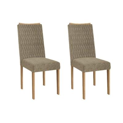 Cadeira Sala De Jantar Aura 2cad157 Madeirado Kit 2 Un Carvalho-boucle Bege Fendi - Kappesberg