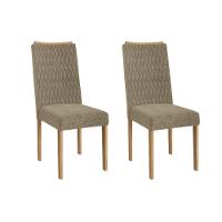 Cadeira Sala De Jantar Aura 2cad157 Madeirado Kit 2 Un Carvalho-boucle Bege Fendi - Kappesberg - 1