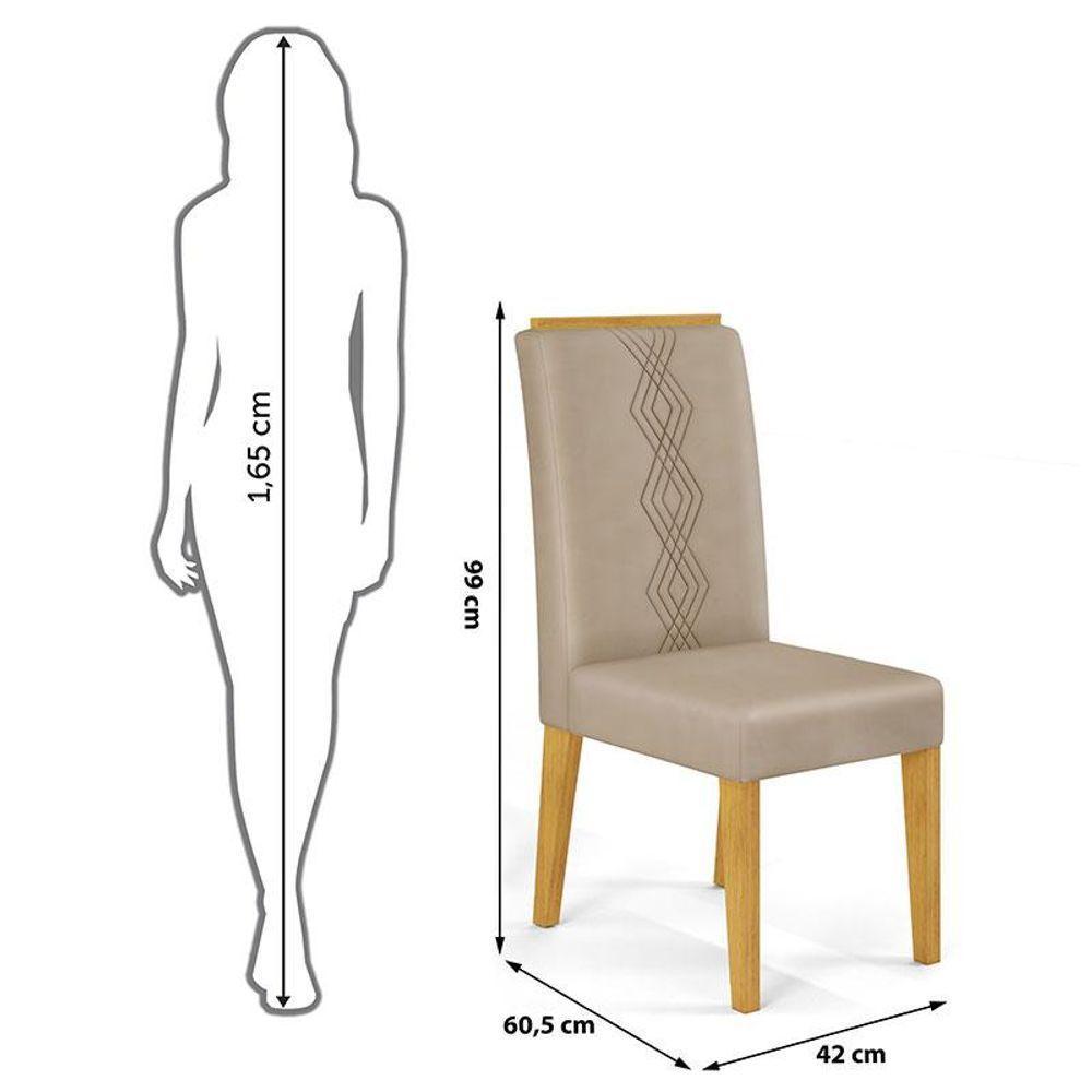 Cadeira Para Mesa De Jantar Yasmin Kit 2 Peças Cedro Veludo Kraft – Dj Móveis - 2