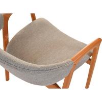 Cadeira Jantar Pietra Poltrona Com Braço Madeira Maciça Amêndoa Estofada Em Linho Cinza Claro Encosto Curvo Moderna - 6