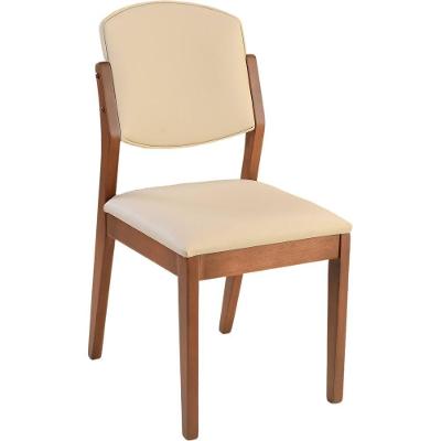 Cadeira Jantar Isadora Madeira Maciça Castanho Estofado Carino Off White