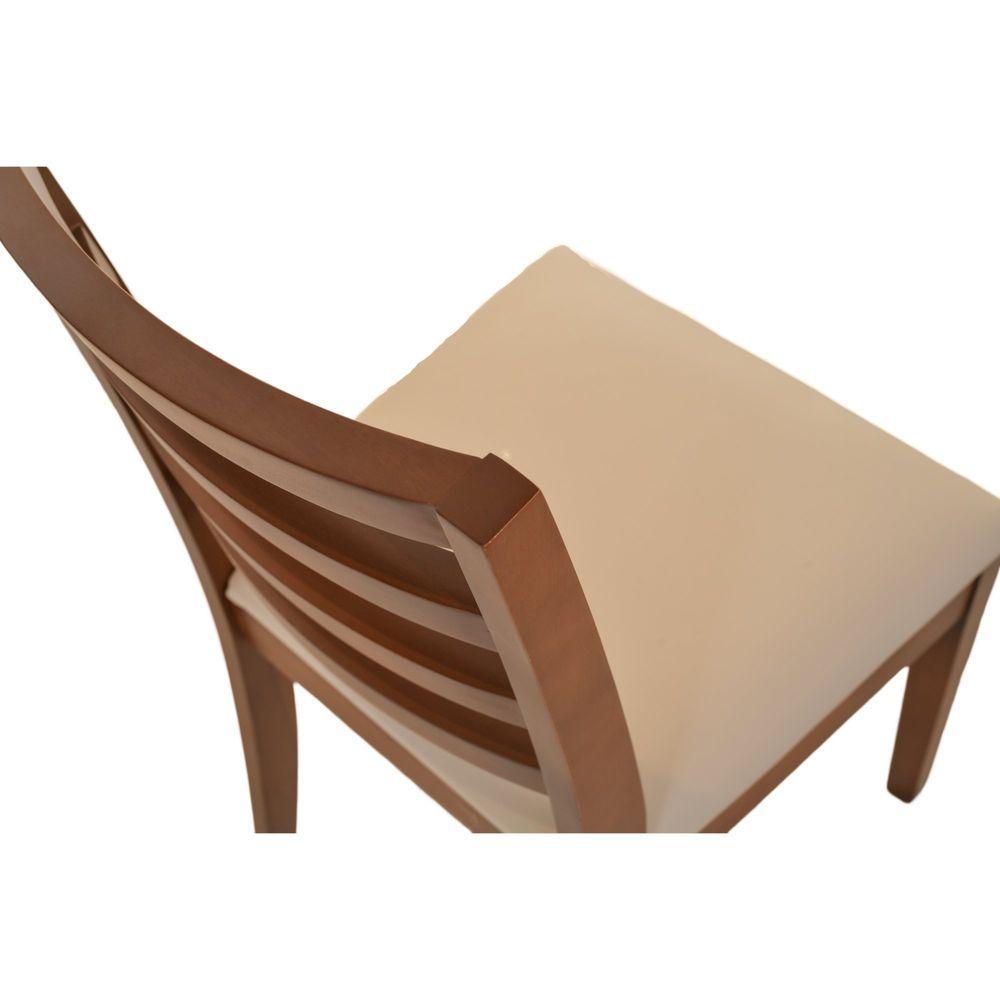 Cadeira Jantar Florida Madeira Maciça Castanho Encosto Madeira Assento Corino Areia - 6