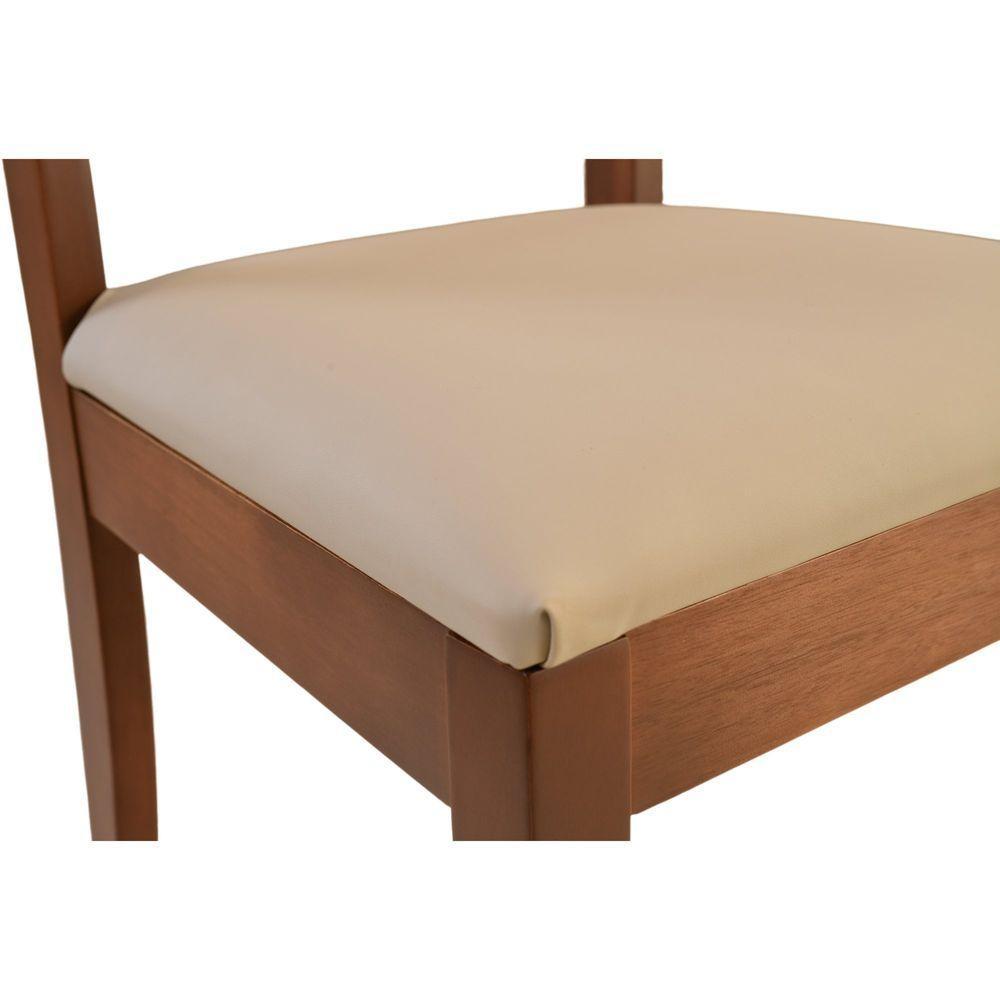 Cadeira Jantar Florida Madeira Maciça Castanho Encosto Madeira Assento Corino Areia - 7