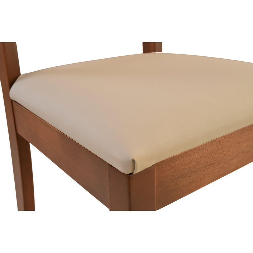 Cadeira Jantar Florida Madeira Maciça Castanho Encosto Madeira Assento Corino Areia - 8