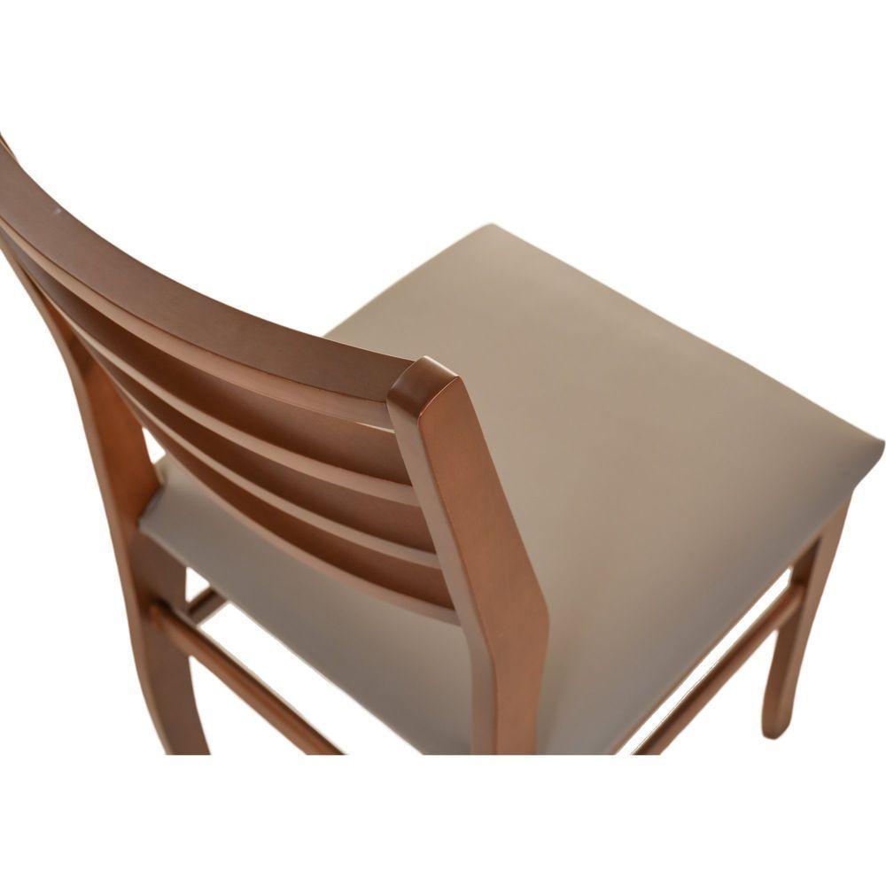 Cadeira Jantar Dubai Madeira Maciça Castanho Encosto Madeira Assento Corino Areia - 7