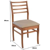 Cadeira Jantar Dubai Madeira Maciça Castanho Encosto Madeira Assento Corino Areia - 2