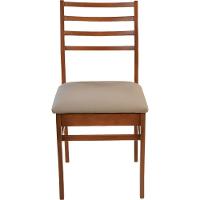 Cadeira Jantar Dubai Madeira Maciça Castanho Encosto Madeira Assento Corino Areia