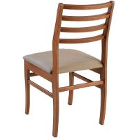 Cadeira Jantar Dubai Madeira Maciça Castanho Encosto Madeira Assento Corino Areia - 5