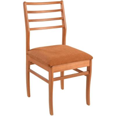 Cadeira Jantar Dubai Madeira Maciça Amendoa Encosto Madeira Assento Linho Caramelo