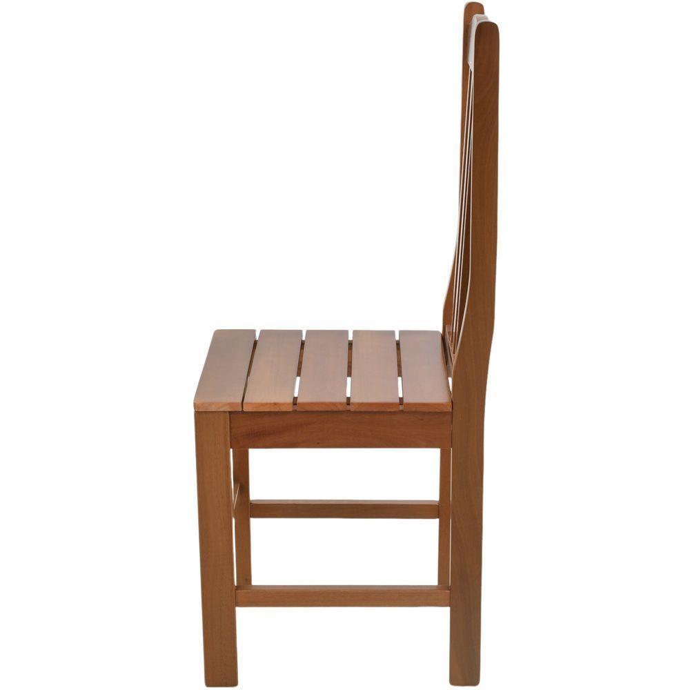 Cadeira Jantar Colonial Tradicional Em Madeira Maciça Carvalho Assento Ripado - 5