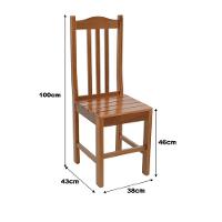 Cadeira Jantar Colonial Tradicional Em Madeira Maciça Carvalho Assento Ripado - 2