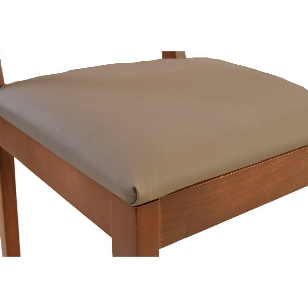 Cadeira Jantar Alice Madeira Maciça Castanho Tela Sling Marrom Assento Corino Areia - 7