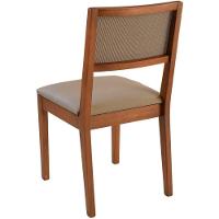 Cadeira Jantar Alice Madeira Maciça Castanho Tela Sling Marrom Assento Corino Areia - 5