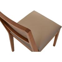 Cadeira Jantar Alice Madeira Maciça Castanho Tela Sling Marrom Assento Corino Areia - 6