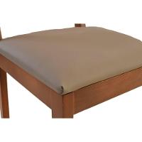 Cadeira Jantar Alice Madeira Maciça Castanho Tela Sling Marrom Assento Corino Areia - 7