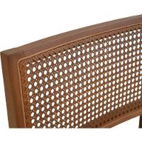 Cadeira Jantar Alice Madeira Maciça Castanho Encosto Palha Sextavada Castanho Assento Corino Caramelo Mescla - 7