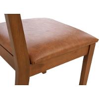 Cadeira Jantar Alice Madeira Maciça Castanho Encosto Palha Sextavada Castanho Assento Corino Caramelo Mescla - 8