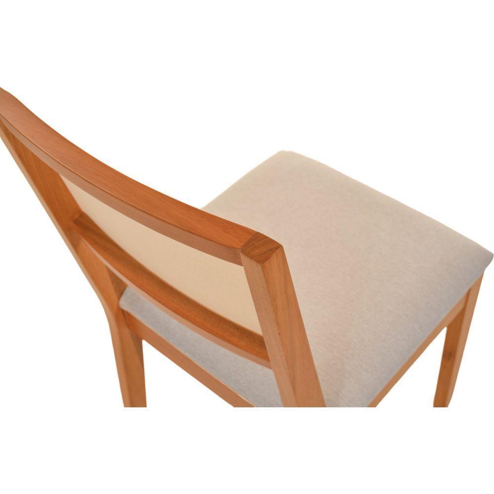 Cadeira Jantar Alice Madeira Maciça Amendoa Encosto Tela Sling Bege Assento Sued - 6