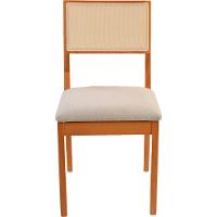 Cadeira Jantar Alice Madeira Maciça Amendoa Encosto Tela Sling Bege Assento Sued - 3