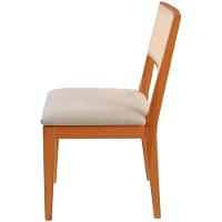 Cadeira Jantar Alice Madeira Maciça Amendoa Encosto Tela Sling Bege Assento Sued