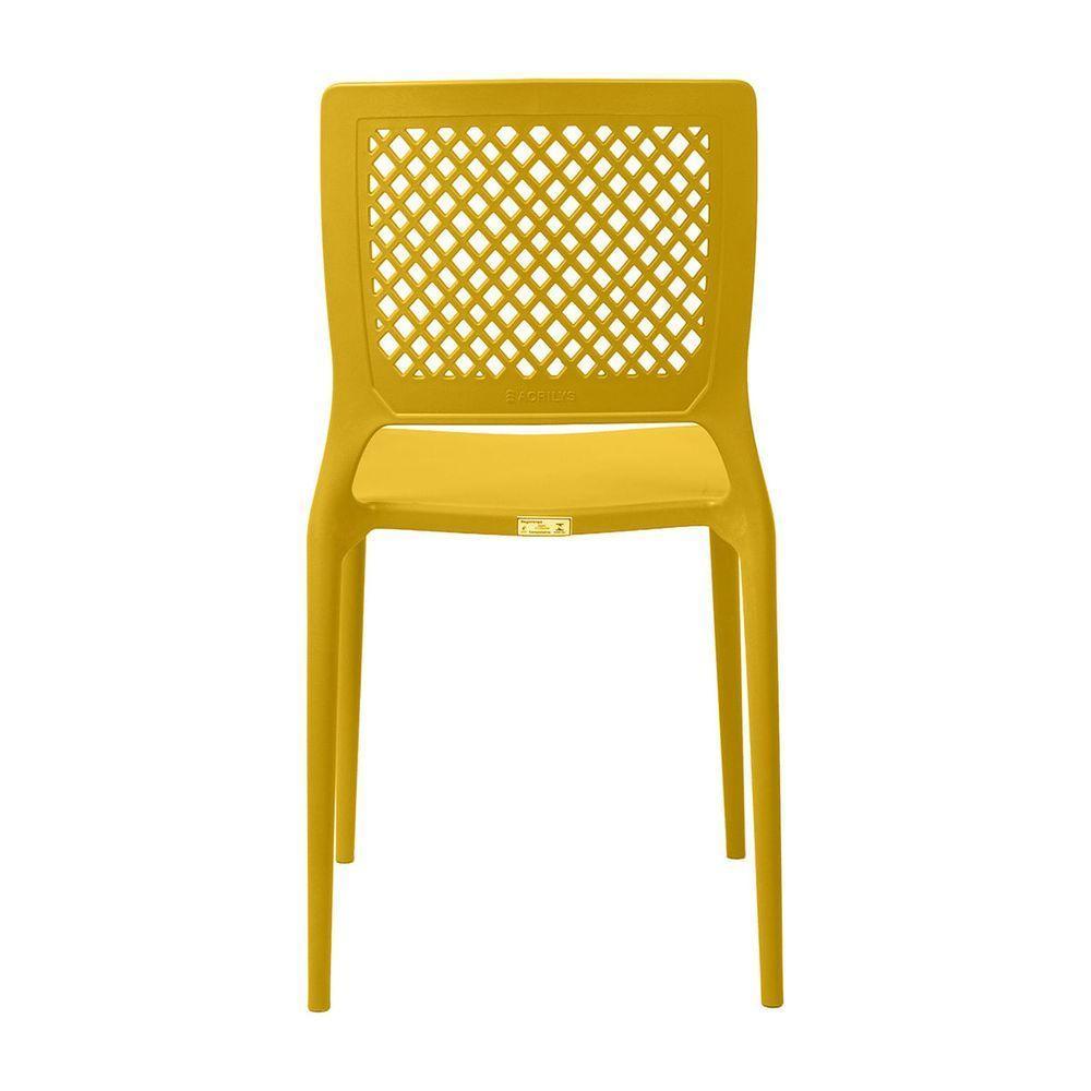 Cadeira Empilhável Vênus Amarela Em Polipropileno Acrilys - 4