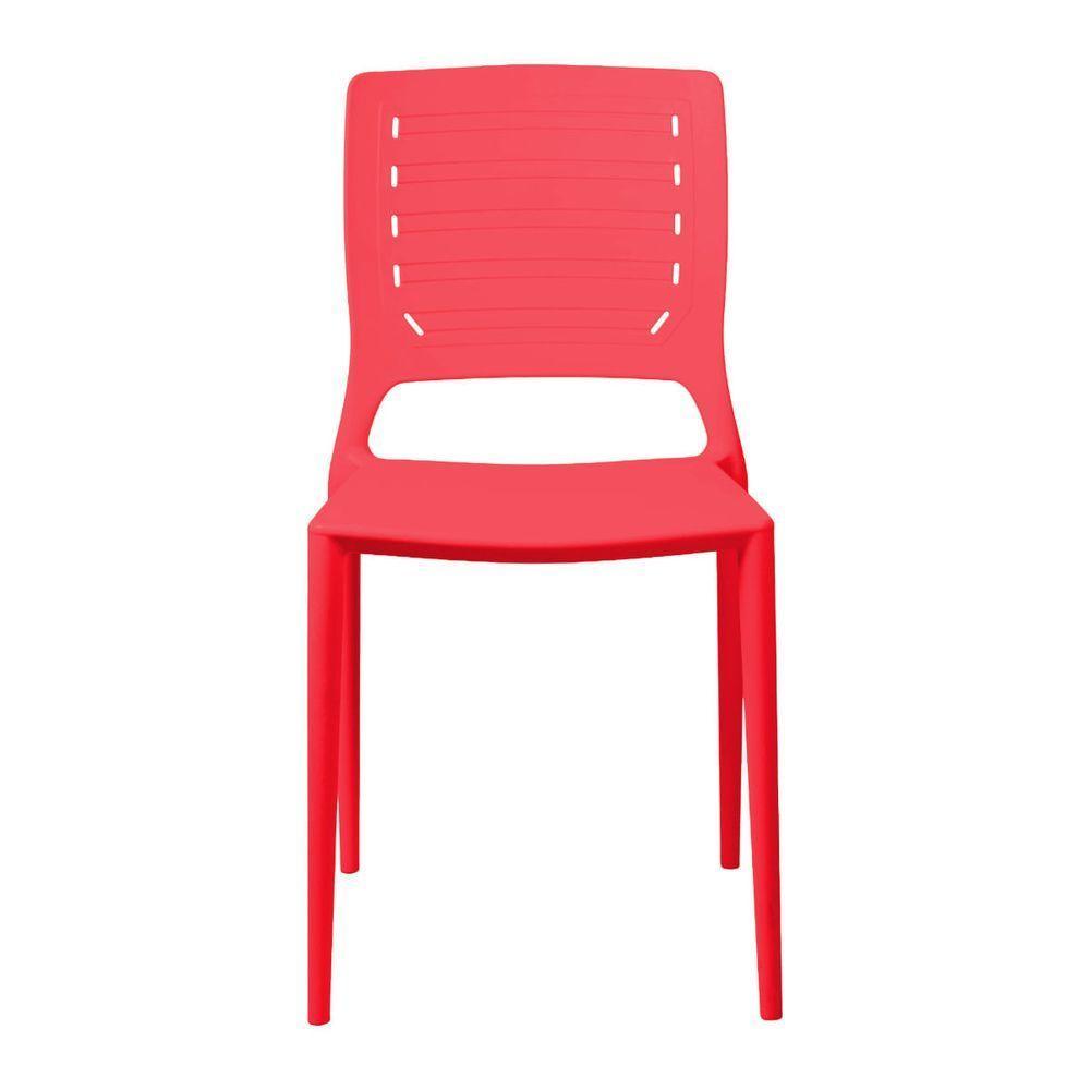 Cadeira Empilhável Saturno Vermelho Pastel Em Polipropileno Acrilys - 3