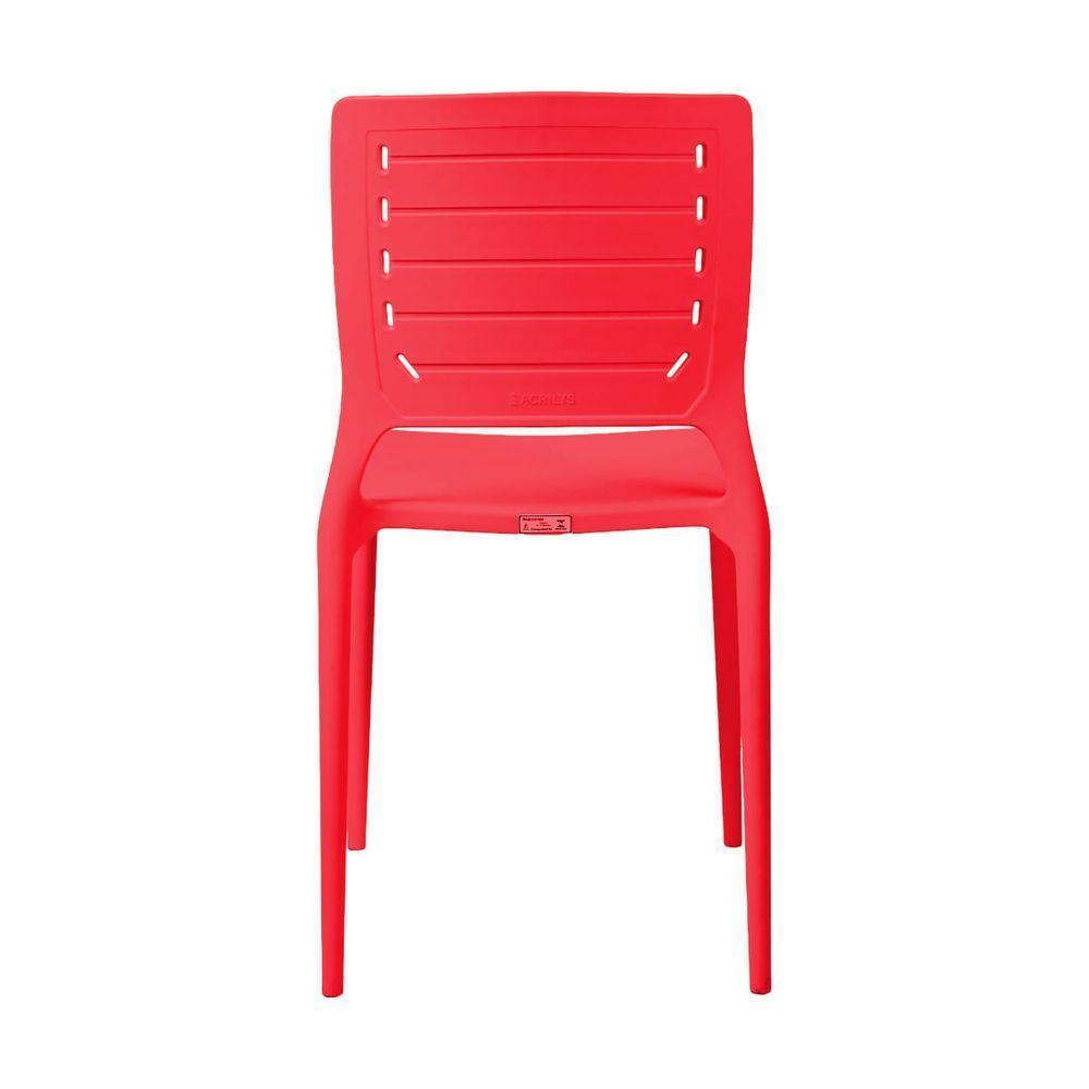 Cadeira Empilhável Saturno Vermelho Pastel Em Polipropileno Acrilys - 4