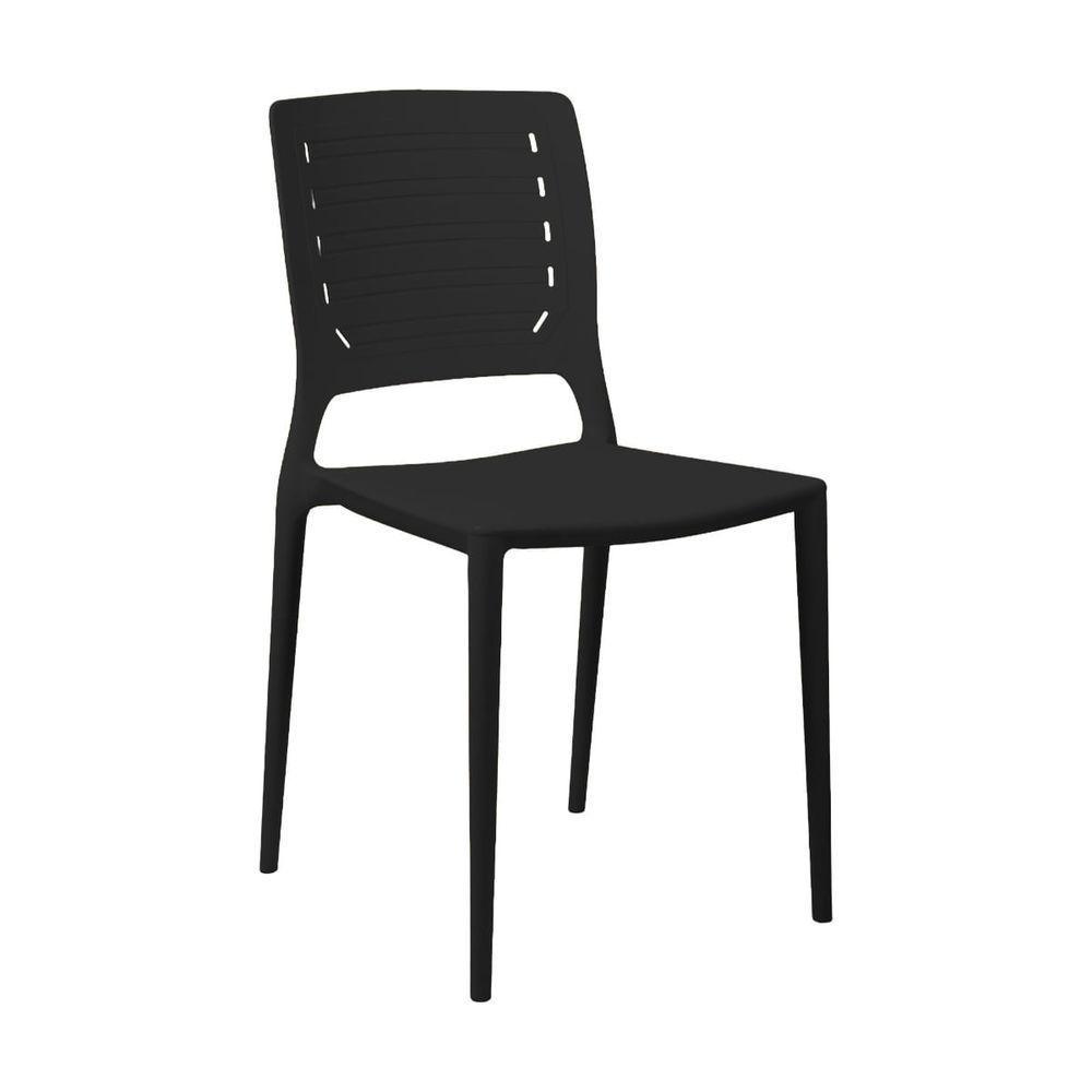 Cadeira Empilhável Saturno Preta Em Polipropileno Acrilys - 1
