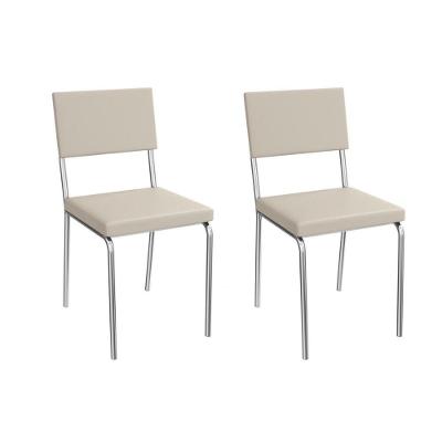 Cadeira De Cozinha Zaria 2c128cr Aço Kit 2 Un Cromado-ano Bege - Kappesberg