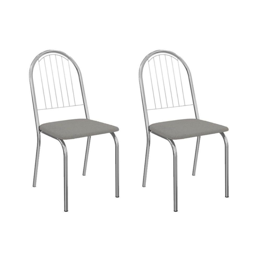 Cadeira De Cozinha Noruega 2c077cr Aço Kit 2 Un Cromado-boucle Cinza - Kappesberg - 1