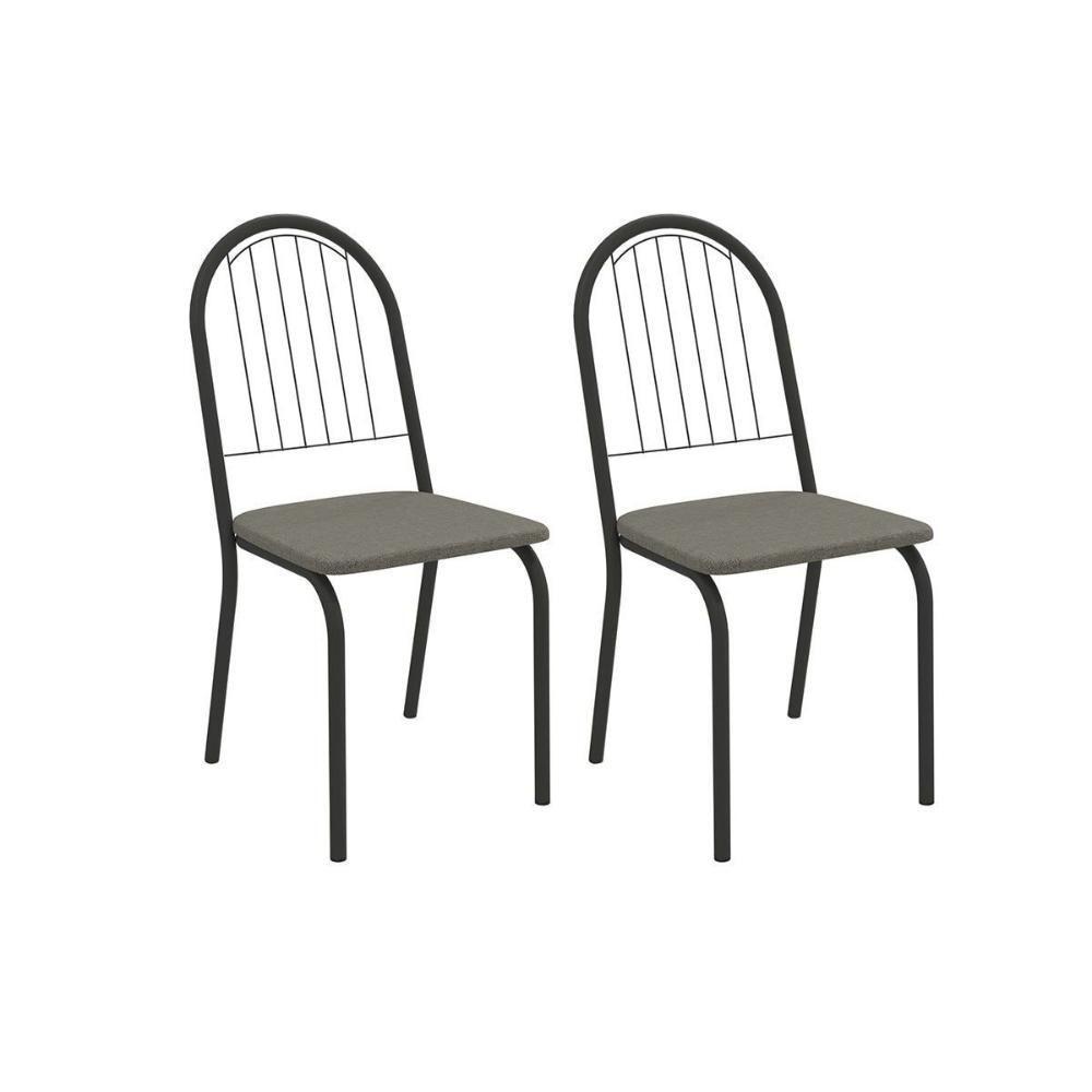 Cadeira De Cozinha Noruega 2c077prf Aço Kit 2 Un Preto-linho Escuro - Kappesberg - 1