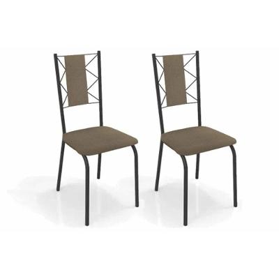 Cadeira De Cozinha Lisboa 2c076prf Aço Kit 2 Un Preto-ano Capuccino - Kappesberg