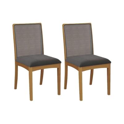 Cadeira De Cozinha Lara 2cmm007ca Premium Madeira Maciça Kit 2 Un Carvalho-boucle Grafite-tela Grafite - Kappesberg