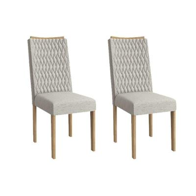 Cadeira De Cozinha Aura 2cad157 Madeirado Kit 2 Un Carvalho-linho Bege Caqui - Kappesberg