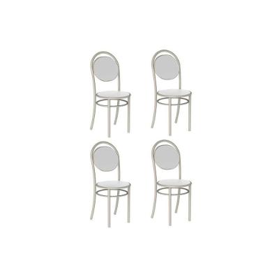 Cadeira De Cozinha 190 Aço Kit 4 Uni Prata-courano Branco - Carraro
