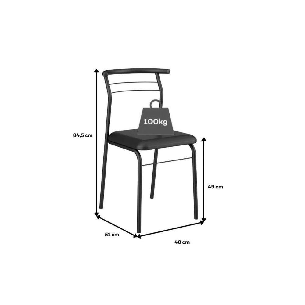 Cadeira De Cozinha 1708 Aço Kit 6 Uni Preto-courano Preto - Carraro - 2