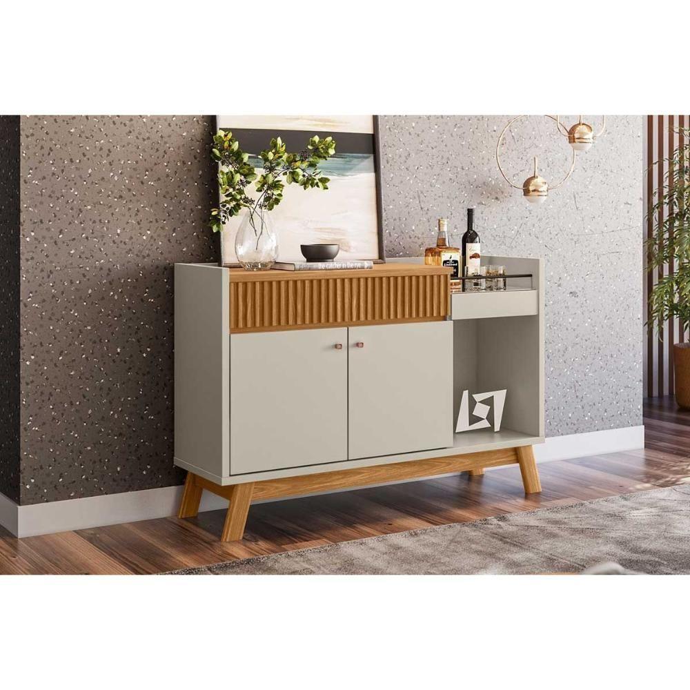 Buffet De Sala Jantar Lucca C- 2 Portas E 1 Gaveta Nature-off White - Linea Brasil - 1
