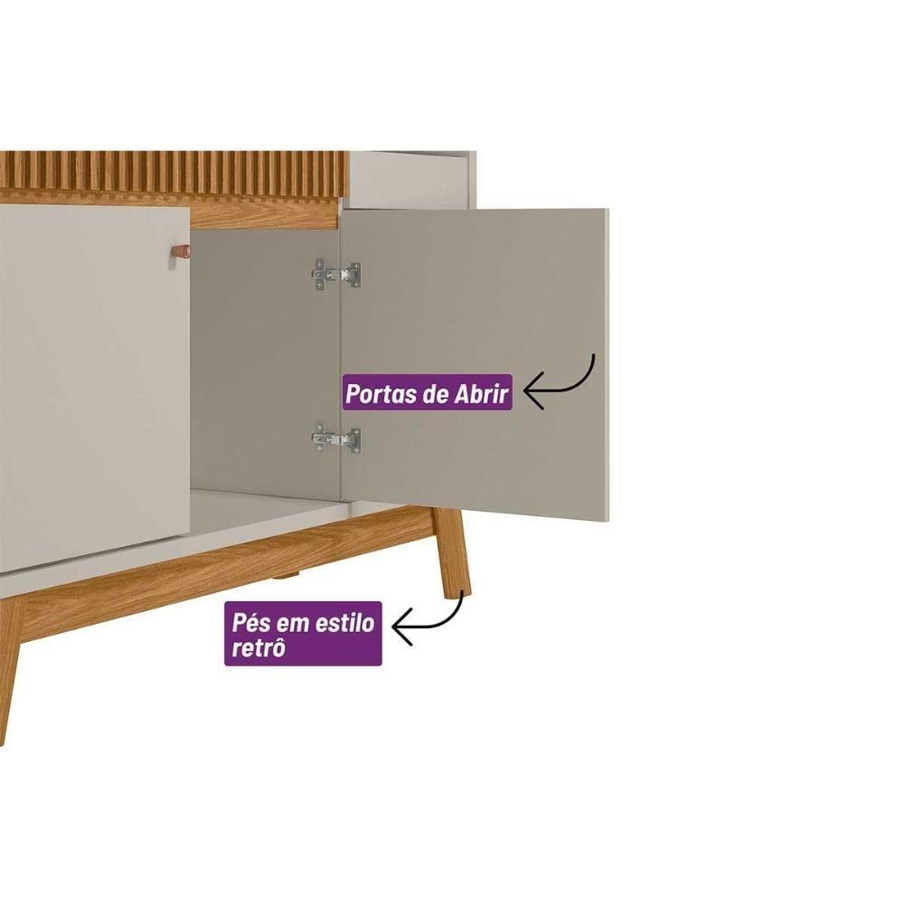 Buffet De Sala Jantar Lucca C- 2 Portas E 1 Gaveta Nature-off White - Linea Brasil - 4